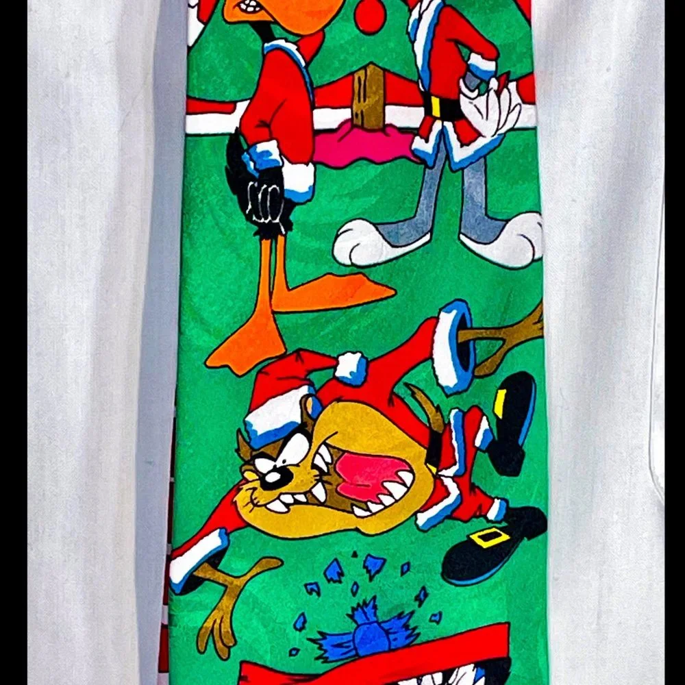▪️VTG▪️LOONEY TUNES MANIA▪️1990's Holiday Christmas Cartoon Necktie